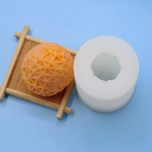 Easter egg silicone mold with geometric mesh pattern for DIY candles and crafts