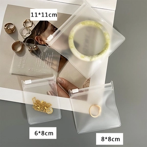 Detailed set of frosted PE zipper jewelry pouches in three sizes for anti-oxidation storage