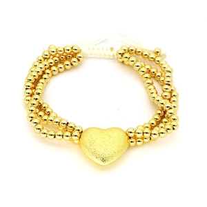 Bracciale multistrato placcato oro 18k con ciondolo a cuore e cordino regolabile
