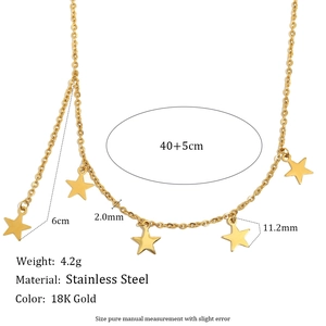 18K gold plated stainless steel necklace with five star charms and fringe detail