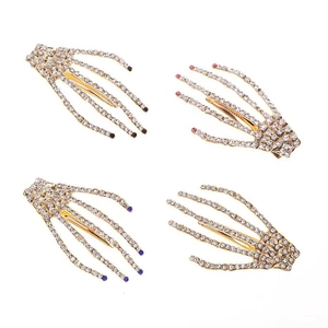 Barrettes À Cheveux Main De Squelette Alliage Strass Griffe De Fantôme Gothique Punk Accessoire De Fête Femmes