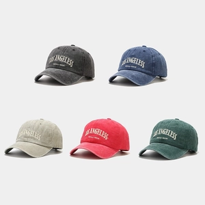 Vintage Washed Cotton Baseball Cap Embroidered Letters Outdoor Adjustable Sun Hat Retro Unisex Casual