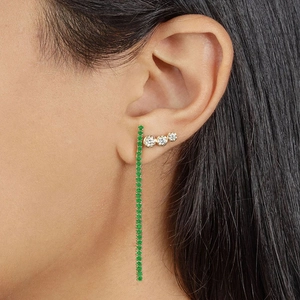 Chic gold-plated s925 silver stud earrings with colorful zircon stones on female ear