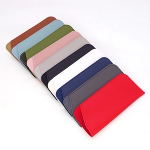 Minimalist PU leather sunglasses pouches in multiple colors with diagonal openings