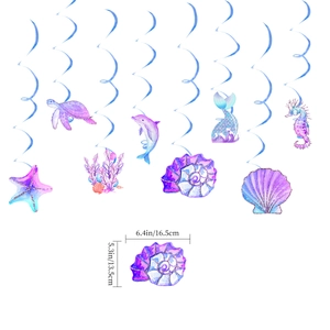 Detail of glittery mermaid ocean party swirls with seashell dimensions 16.5x13.5 cm