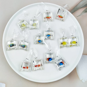 Transparent resin goldfish water bag pendants for DIY jewelry making in multiple colors