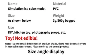 Detailed product parameters of 500g PVC artificial ice cubes for photography props