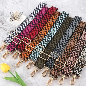 Adjustable Wide Shoulder Strap Replacement For Handbags Crossbody Bags Woven Polyester Jacquard Geometric Ethnic Pattern