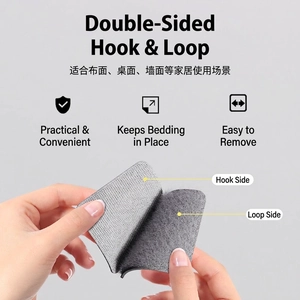 Gray square double-sided hook and loop fastener for sofa cushion and bedsheet fixing