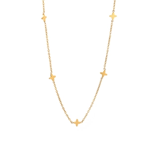 Elegant gold four-leaf clover pendant necklace crafted in premium titanium steel
