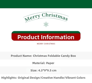 Detailed size specifications for 4.3x9x9.5cm foldable paper Christmas candy gift boxes