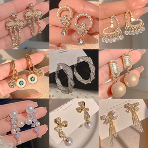 Elegant Butterfly Bow Tassel Earrings With 925 Sterling Silver Earring Post Alloy Zircon Rhinestone Jewelry For Women