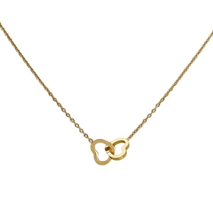 Titanium steel 18K gold double interlocking heart pendant necklace for women