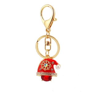 Creative Christmas snowman keychain with gold snowflake patterns and sparkling rhinestones