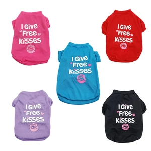 Dog summer cotton vest set with I Give Free Kisses print in five vibrant colors
