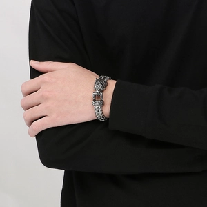 Bracciale gotico testa di lupo in acciaio inossidabile 304 con catena a maglia