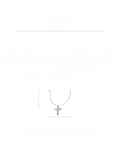 Detailed dimension guide for purple zircon cross pendant necklace in copper and zircon