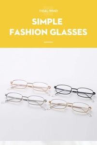 Close-up of lightweight metal optical frames in gold, black, silver and rose gold