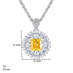 Macro shot of S925 sterling silver sunflower pendant with 19.3mm yellow zircon