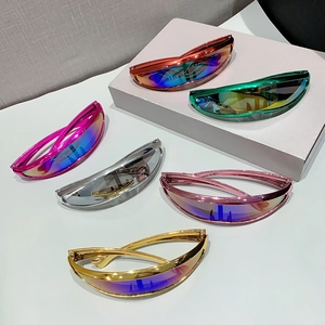 Futuristic Y2K wraparound sunglasses set in six metallic colors for sports and parties
