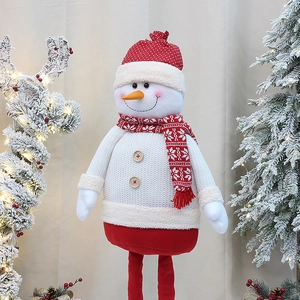 38-inch telescopic snowman figurine with knitted sweater and festive holiday decorations