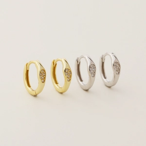 S925 sterling silver snake-head hoop earrings with cubic zirconia in gold and silver