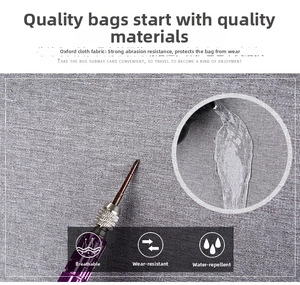 Detail showing waterproof grey Oxford fabric with scratch-resistant and breathable texture