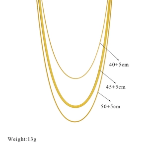Three-layer gold titanium steel snake chain necklace with length and weight specifications