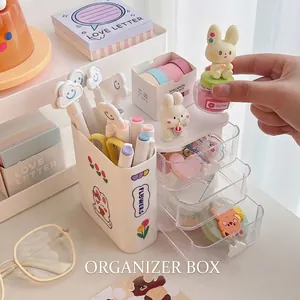 Cloud themed desk organizer with clear drawers and compartments for stationery