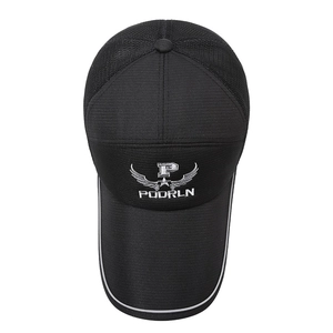 Men's outdoor sun protection fishing cap with long visor and breathable black mesh