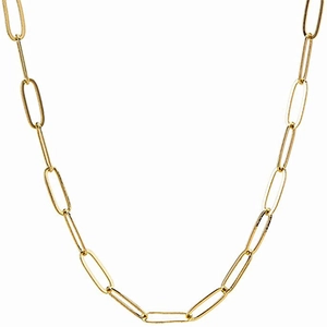 Minimalist 18K gold vacuum plated stainless steel paperclip chain necklace for layering