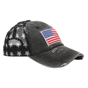 Bestickte USA-Flagge Baseballkappe mit Sternenmuster-Mesh und Vintage-Finish