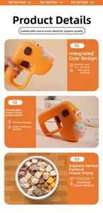 Detail view of the orange pet treat launcher showing the transparent food storage chamber