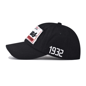Classic washed cotton Texas baseball cap in black with 1932 embroidery and patch detail