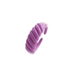 Purple croissant wave open ring in colorful candy style with smooth enamel finish