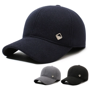 Herren Winter Wollmütze Baseballkappe Mit Ohrenschutz Dick Warm Winddicht Verstellbar Outdoor Sport Mütze Metall Dekor