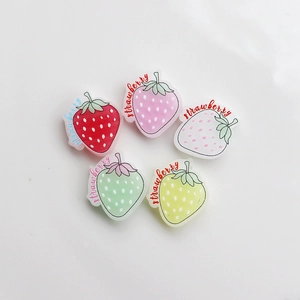 Detailed set of five colorful resin strawberry DIY accessories for crafts and hairpins