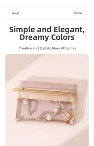 Detail of pink velvet jewelry pouch with clear PVC window showing bracelet and ring