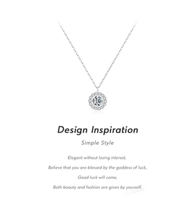 Detailed close-up of a silver S925 sterling silver halo pendant with sparkling crystals