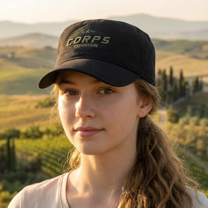 Black cotton camouflage cadet hat with army star embroidery for outdoor activities