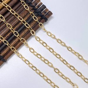 Multiple sizes of 14k gold plated textured link chains for DIY jewelry making