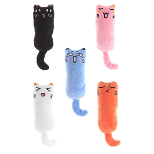 Group of colorful catnip plush toys with cute facial expressions and soft fabric details