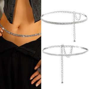 Ceinture Chaîne De Taille En Strass Maillon Métallique Bijoux De Corps Réglables Chaîne De Ventre Sexy Brillante Accessoire De Plage