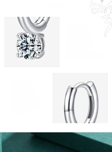 Detail of 925 sterling silver hoop earring featuring a hand-set 5A cubic zirconia stone