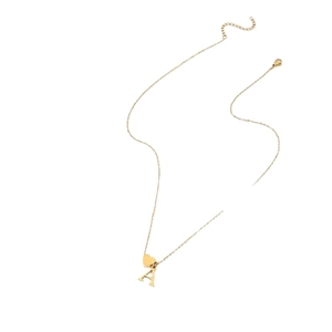 Golden heart necklace with letter A pendant and adjustable cable chain for women