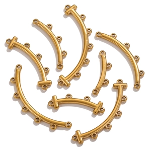 Stainless Steel Curved Bar Connector Multi Hole Links For Bohemian Necklace Bracelet DIY Jewelry Making Findings