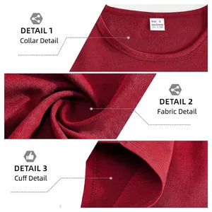 Men's loose sleeveless knit t-shirt in dark red polyester showing collar and texture
