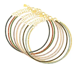S925 Sterling Silver Colorful Zirconia Tennis Bracelet For Women Minimalist Luxury Niche Design Adjustable Link Bracelet Jewelry