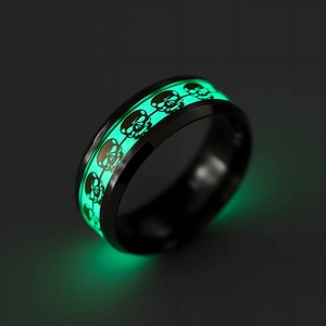 Luminous Skull Ring Stainless Steel Glow In The Dark Punk Gothic Retro Band Jewelry For Men Women
