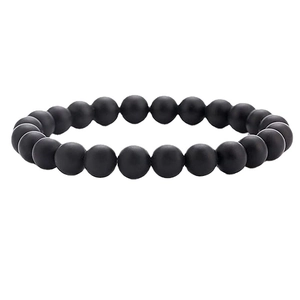 Zwarte matte 8mm tijgeroog vulkanische steen kralen armband met elastiek voor unisex